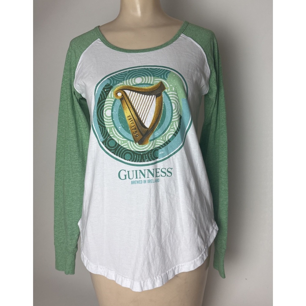Guinness Official T-Shirt Womens Small cotton long sleeve raglan baseball tee